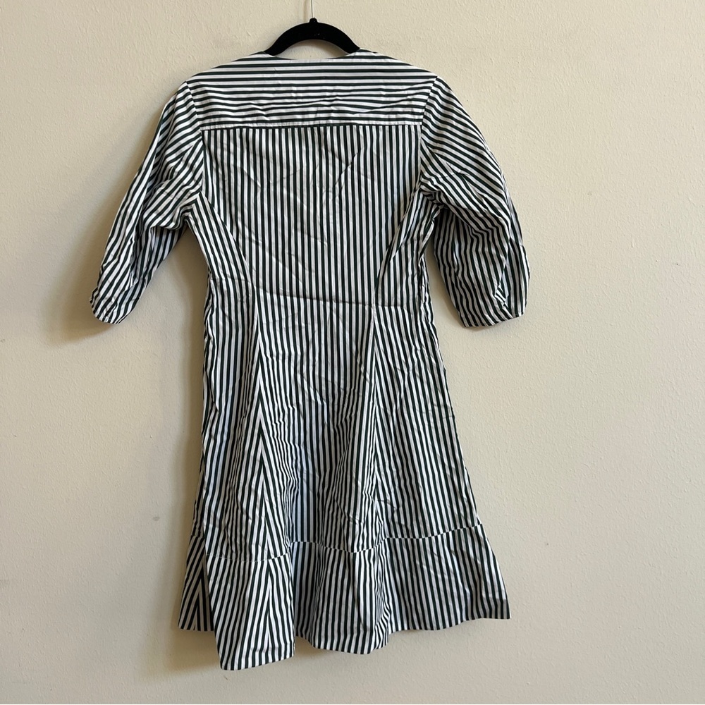 Khaite Green and White Striped Cotton Poplin Dress - Picture 2 of 6